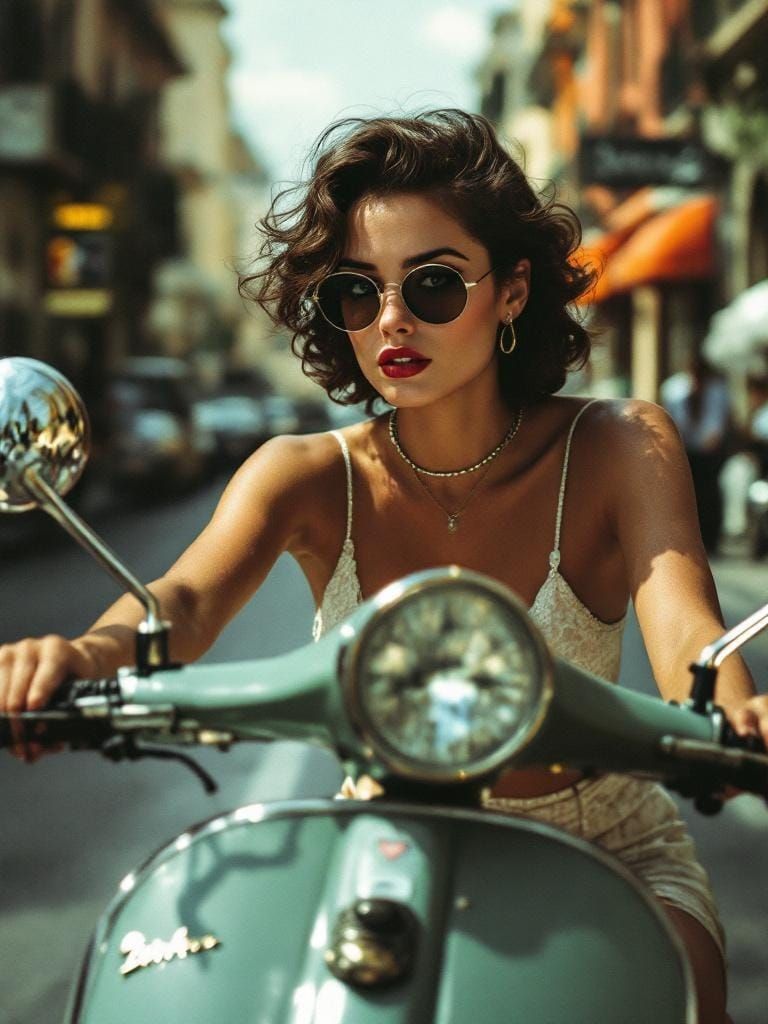 Vespa Rider with Glitch Art Distortion