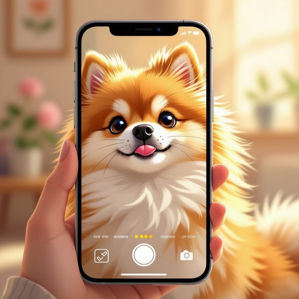 Japanese Spitz Dog Pouts for Selfie Camera