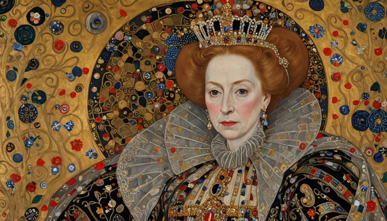 Queen Elizabeth I in Klimt Style