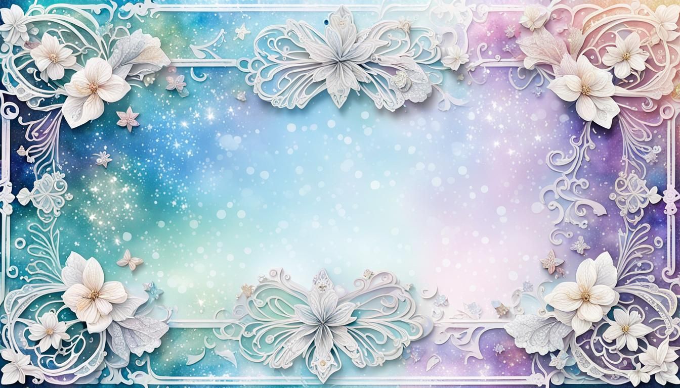 Intricate Lace Filigree Border with Glitter Effect