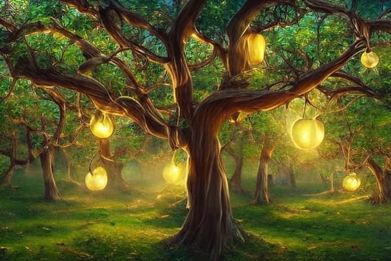 Norse Mythology: Golden Apples in Rococo Digital Art