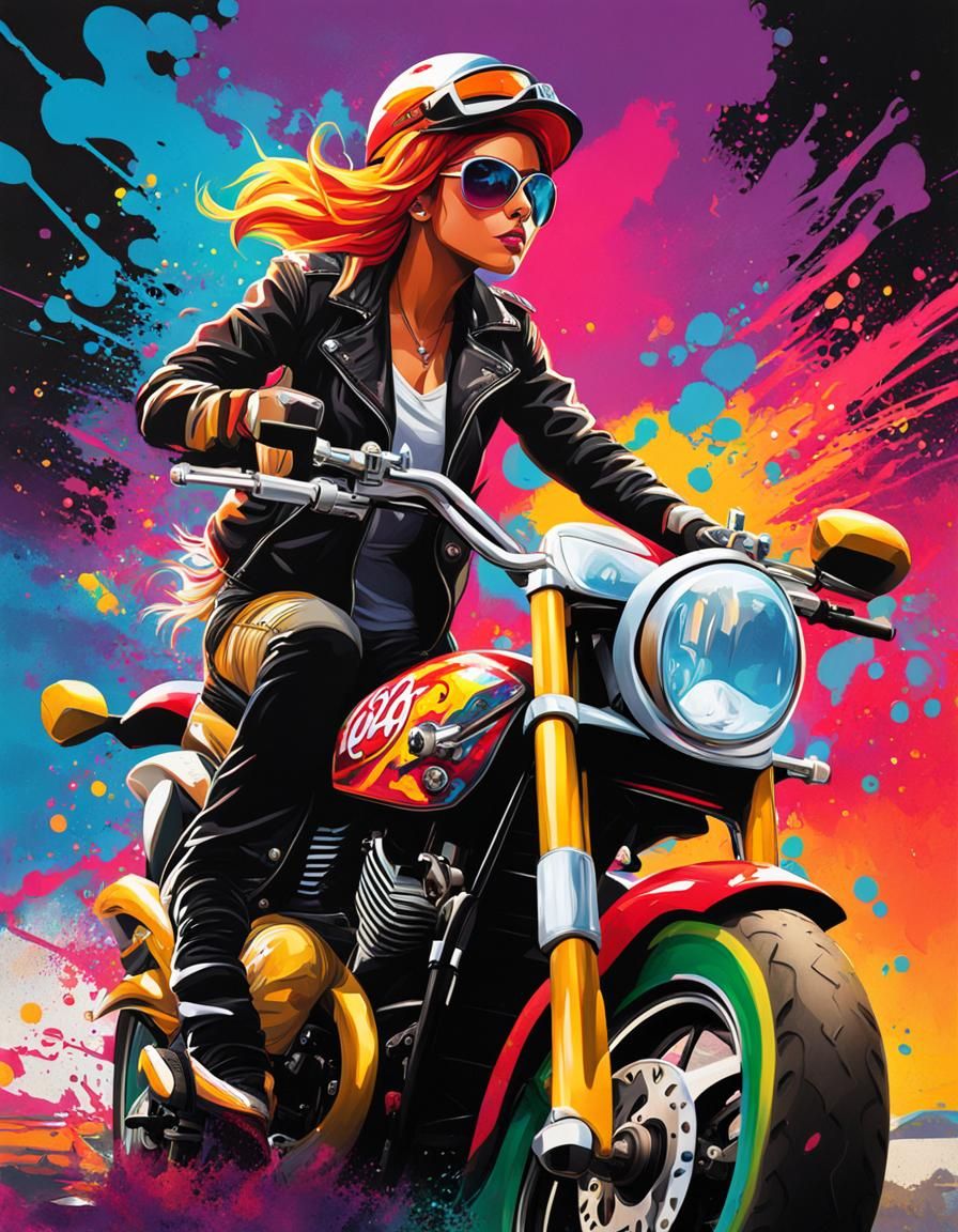 Sunset Shimmer as Motobiker in Graffiti Art