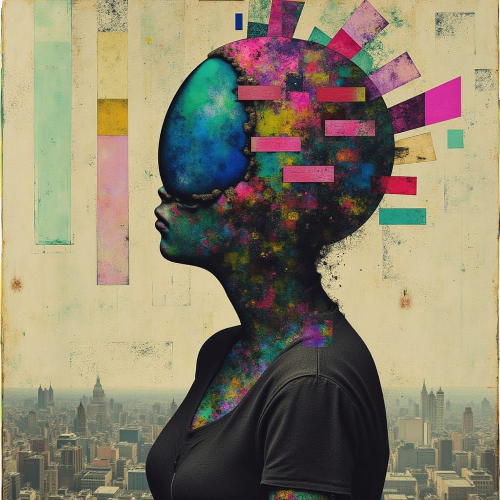 Mind Bending Recursive Head Eats Reflection in Glitch Static