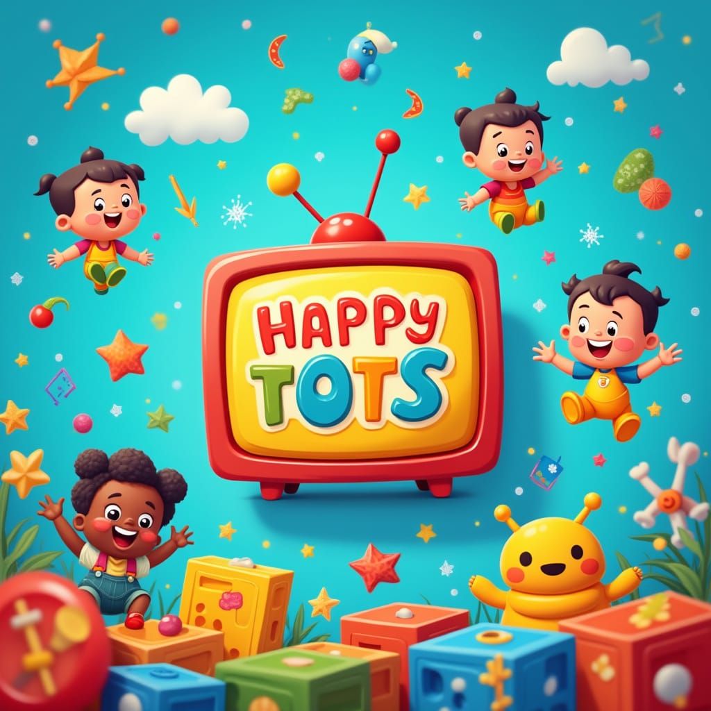 Colorful Children's Television Banner in Whimsical Style