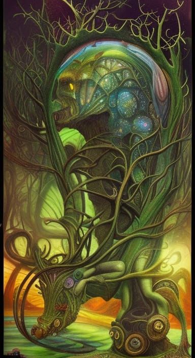 Biomechanical Beast Sowing Seeds of Fantasy