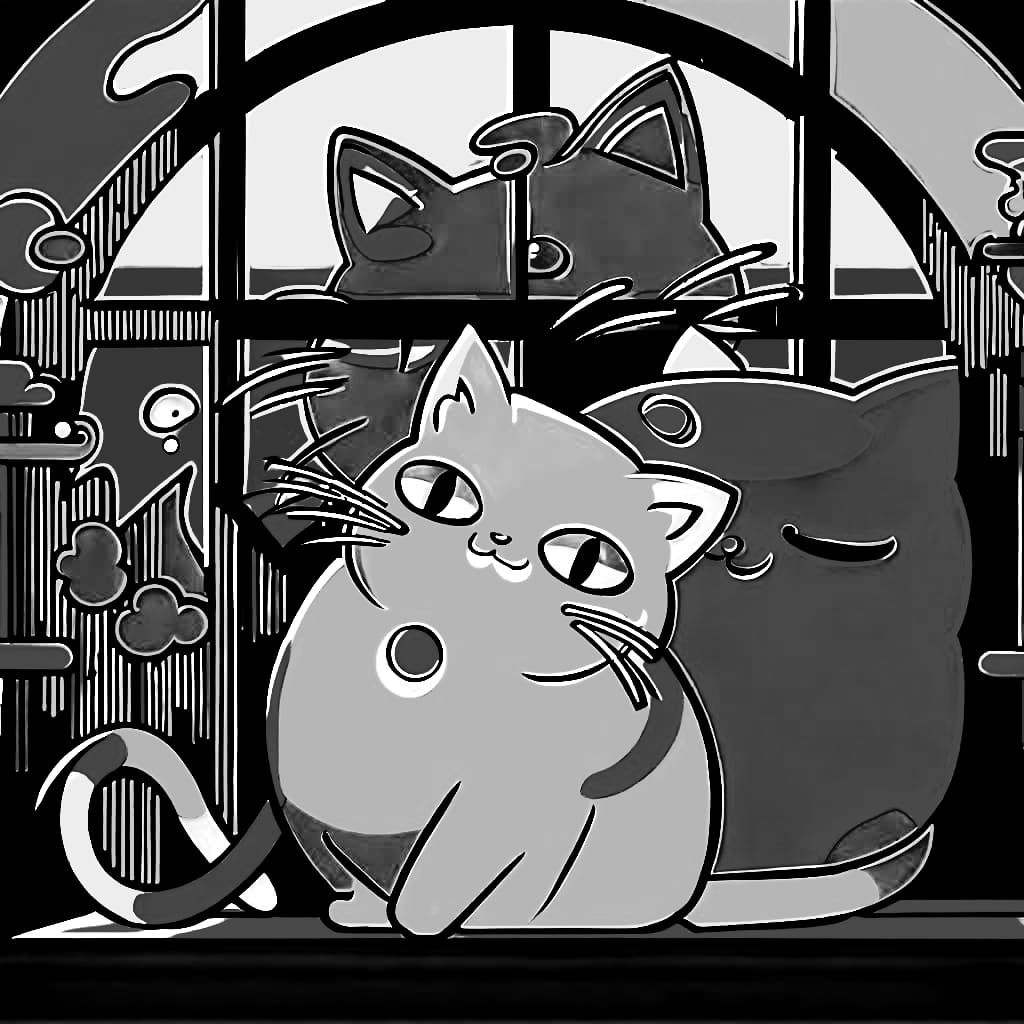 Grinning Cat Anime Manga Cel-Shaded Art