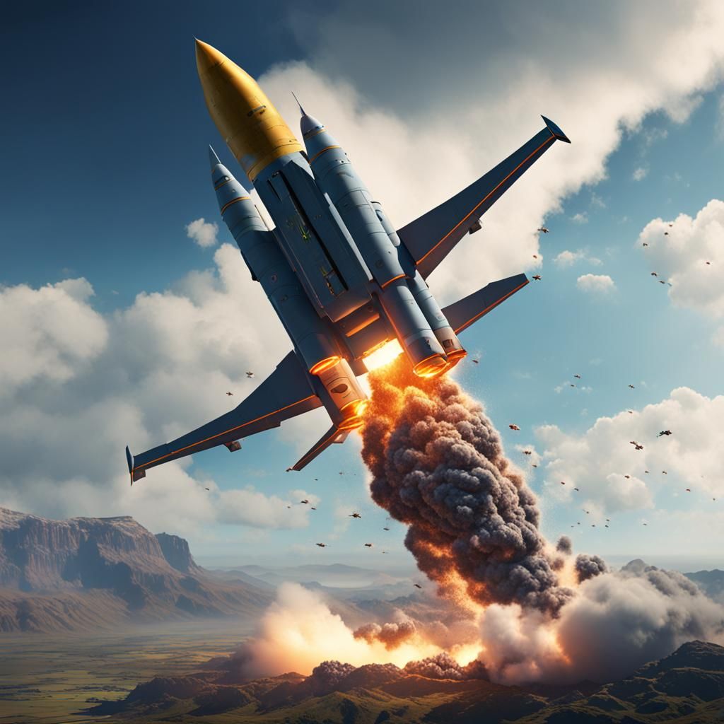 Nuclear Missile in Flight: Detailed Matte Painting