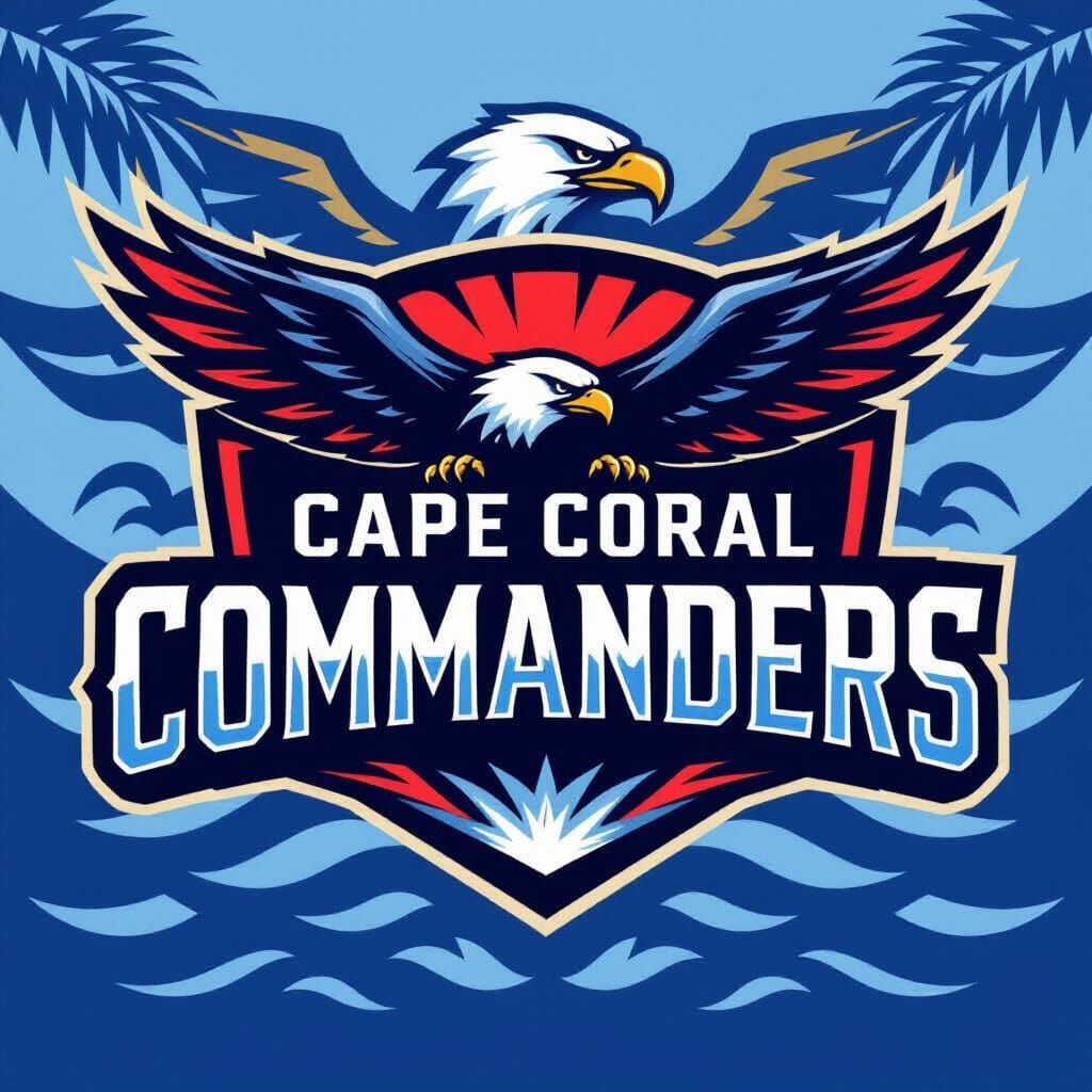 Cape Coral Commanders Football Logo with Eagle