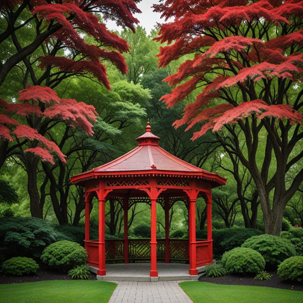 Cozy Red Gazebo