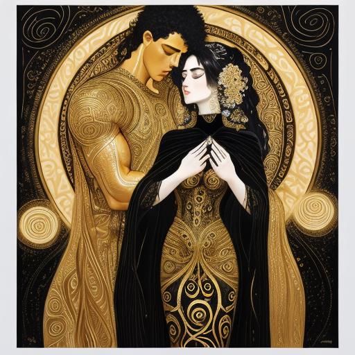 Saturn Goddess in Klimt Filigree Art Style