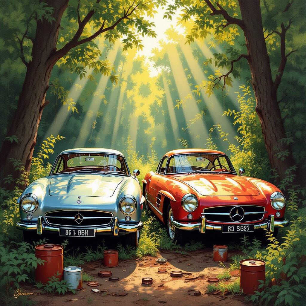 Abandoned Classic Cars in Overgrown Nature
