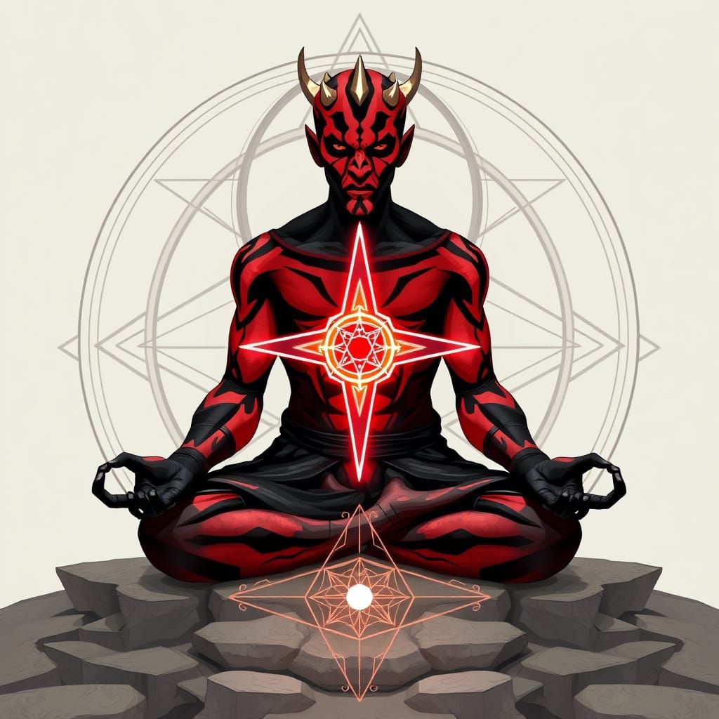 Darth Maul Meditating Amidst Sacred Geometry