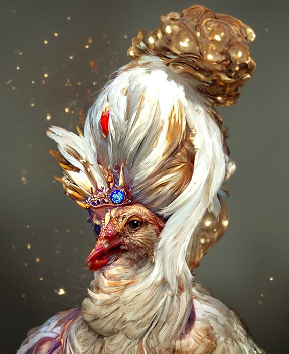 Regal Hen Lady Portrait in Renaissance Style