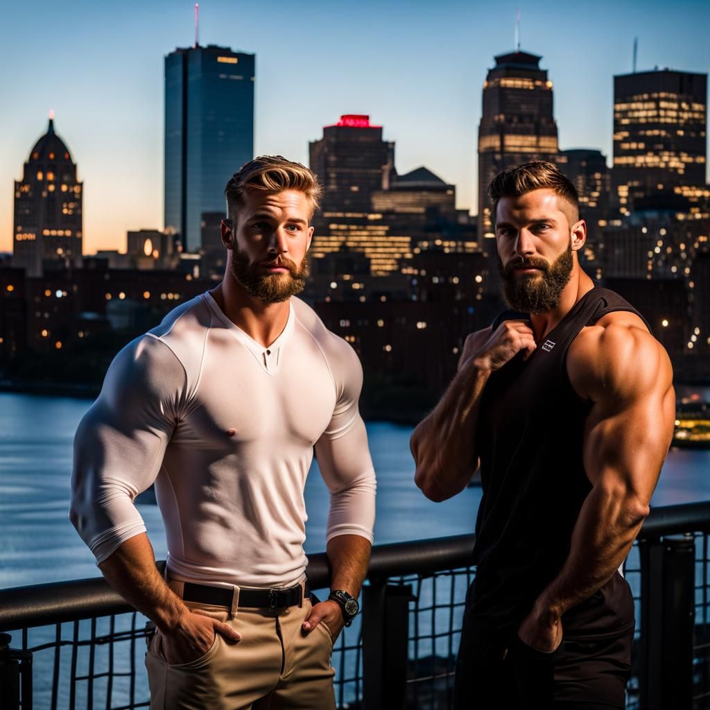 Embrace Before Boston Skyline