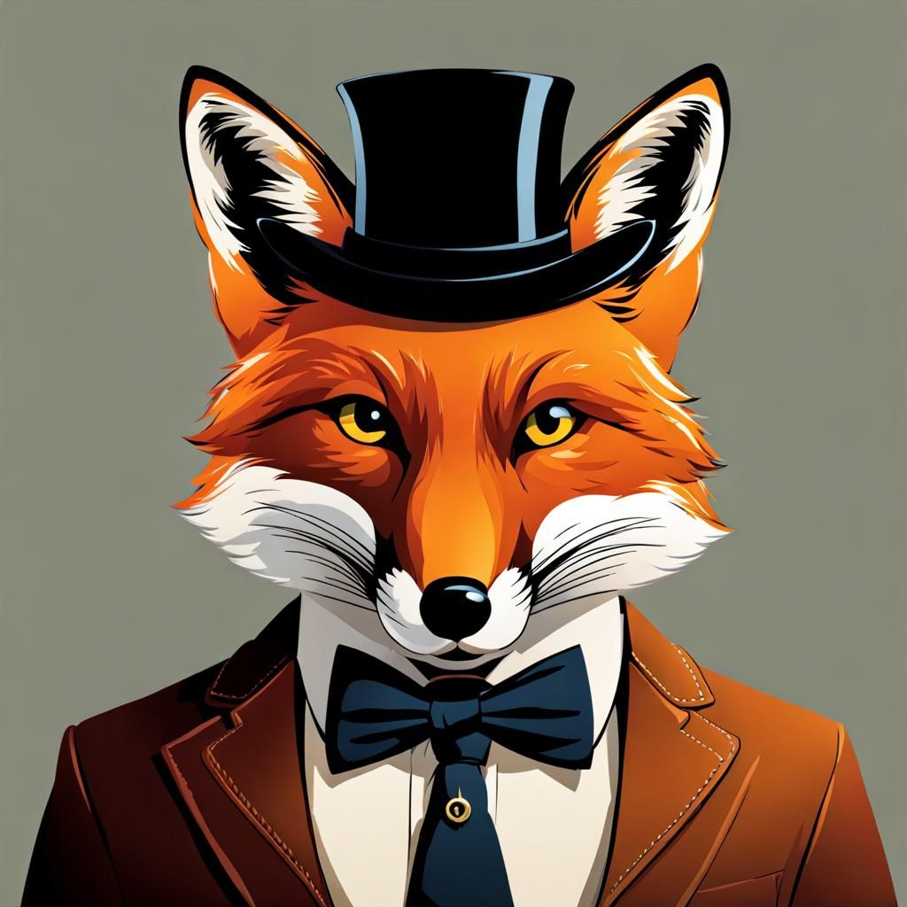 Fox with Monocle and Intellectual Expression
