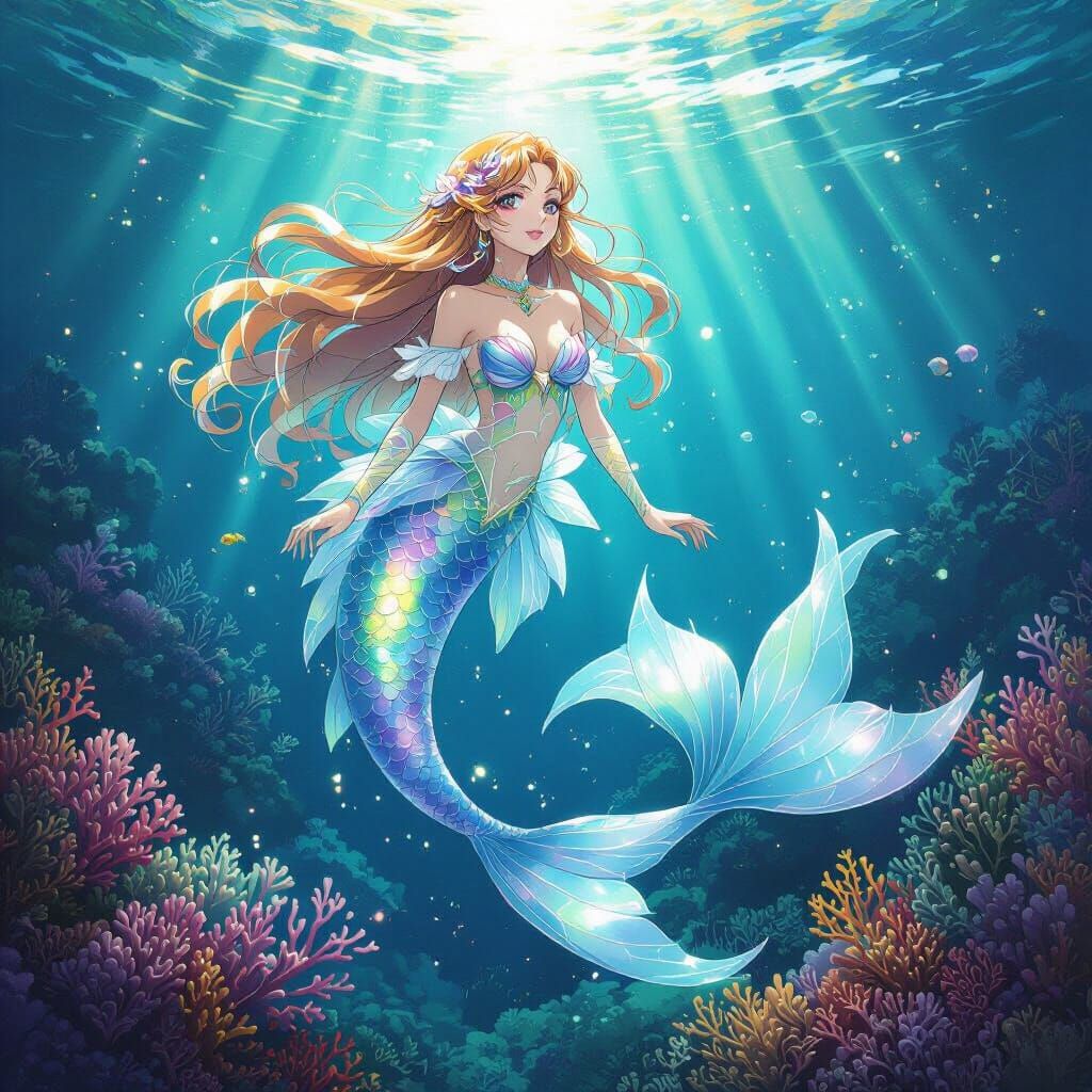 Nunnally vi Britannia as Mermaid in Bioluminescent Reef