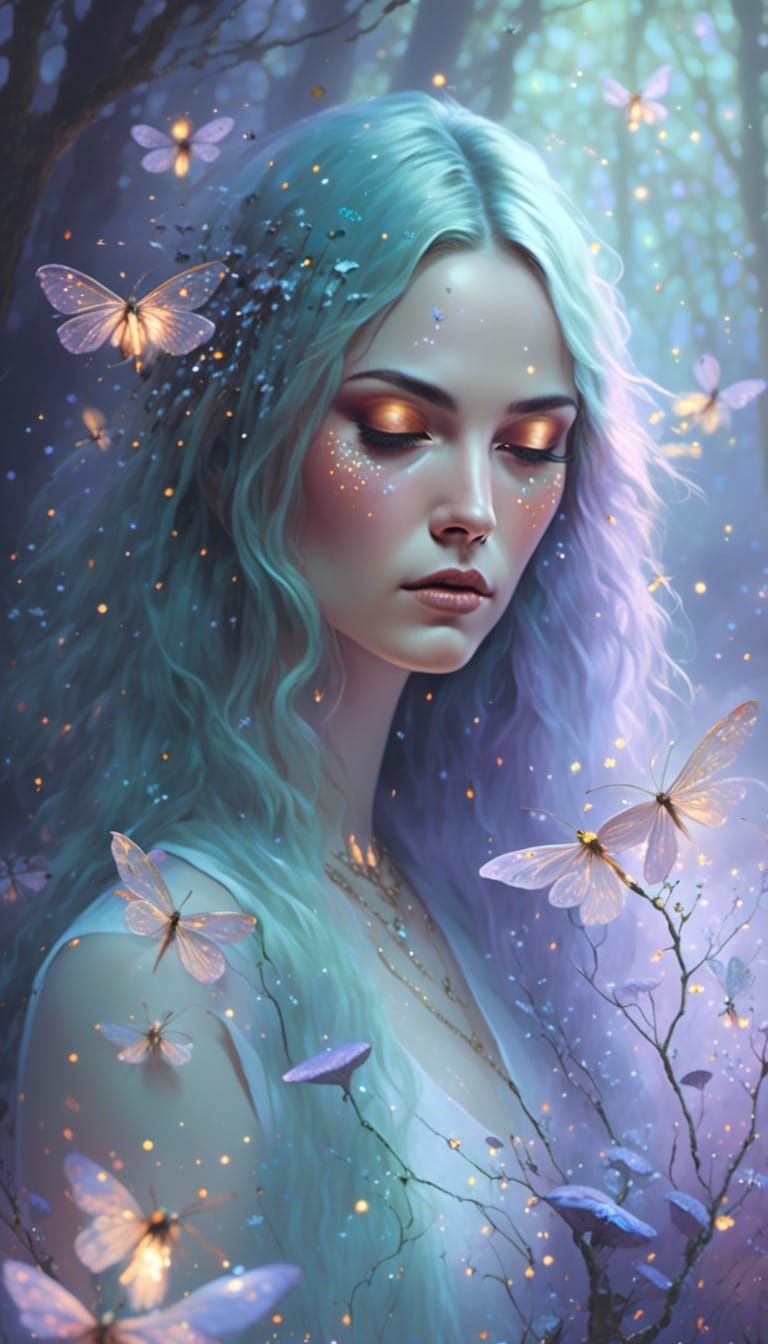 Mystical Woman in Enchanted Forest: Fantasy Art