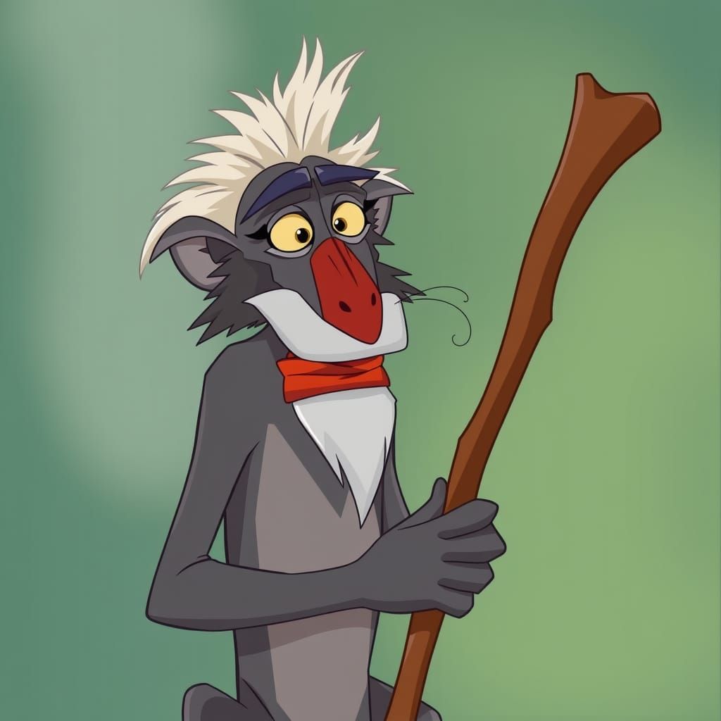 Rafiki the Mandrill in Disney Cartoon Style