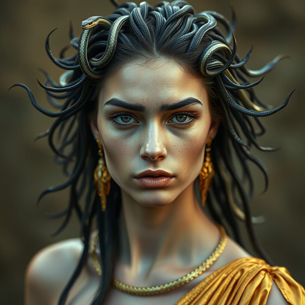 Sultry Snake Goddess in Ancient Greek Style