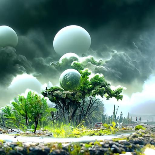 Apocalyptic Landscape with Greenish Skies, Unreal Engine Ren...