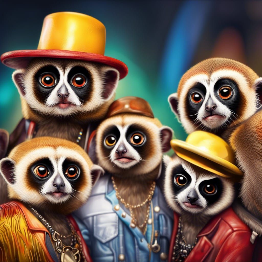 Slow Lorises Recreate Village People Concert: Hyperrealistic...