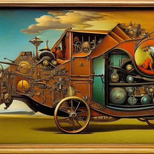 Surreal Steampunk Ambulance in Bosch and Dali Style