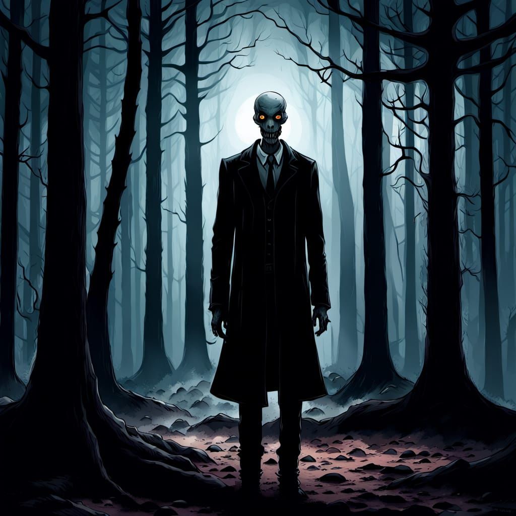 Eerie Forest Creature in Dark Digital Painting