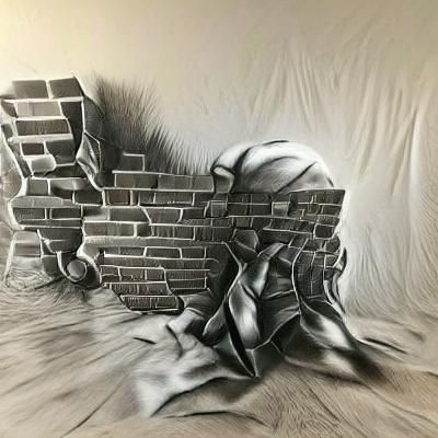 Hyperdetailed Charcoal Drawing: Tearing Down the Wall