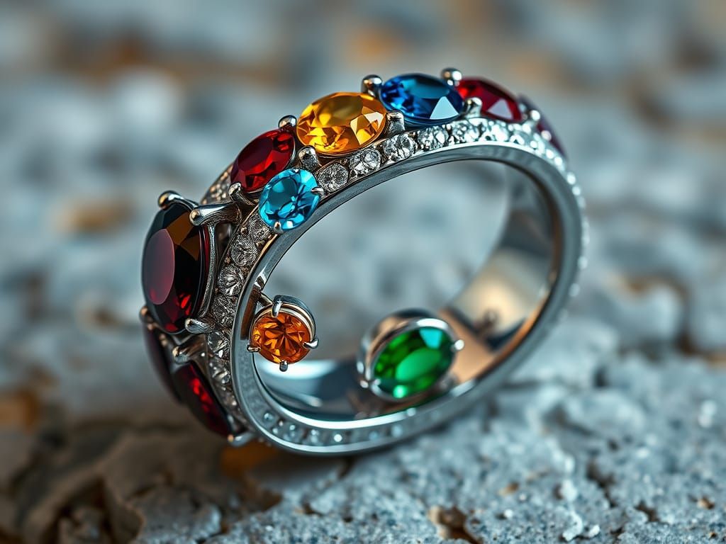 Elegant Gemstone Wedding Ring: Detailed Matte Painting