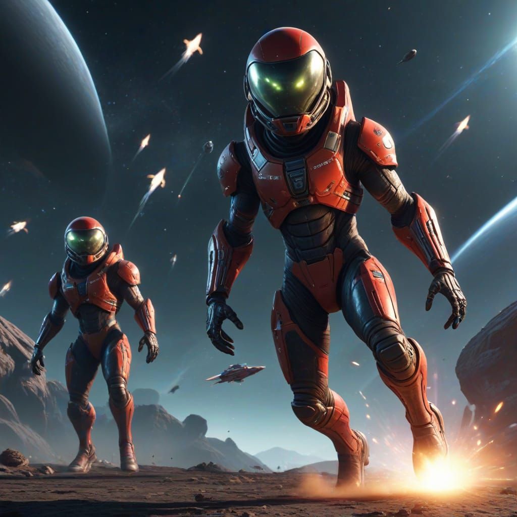 Aliens Playing Football in Space in 3D