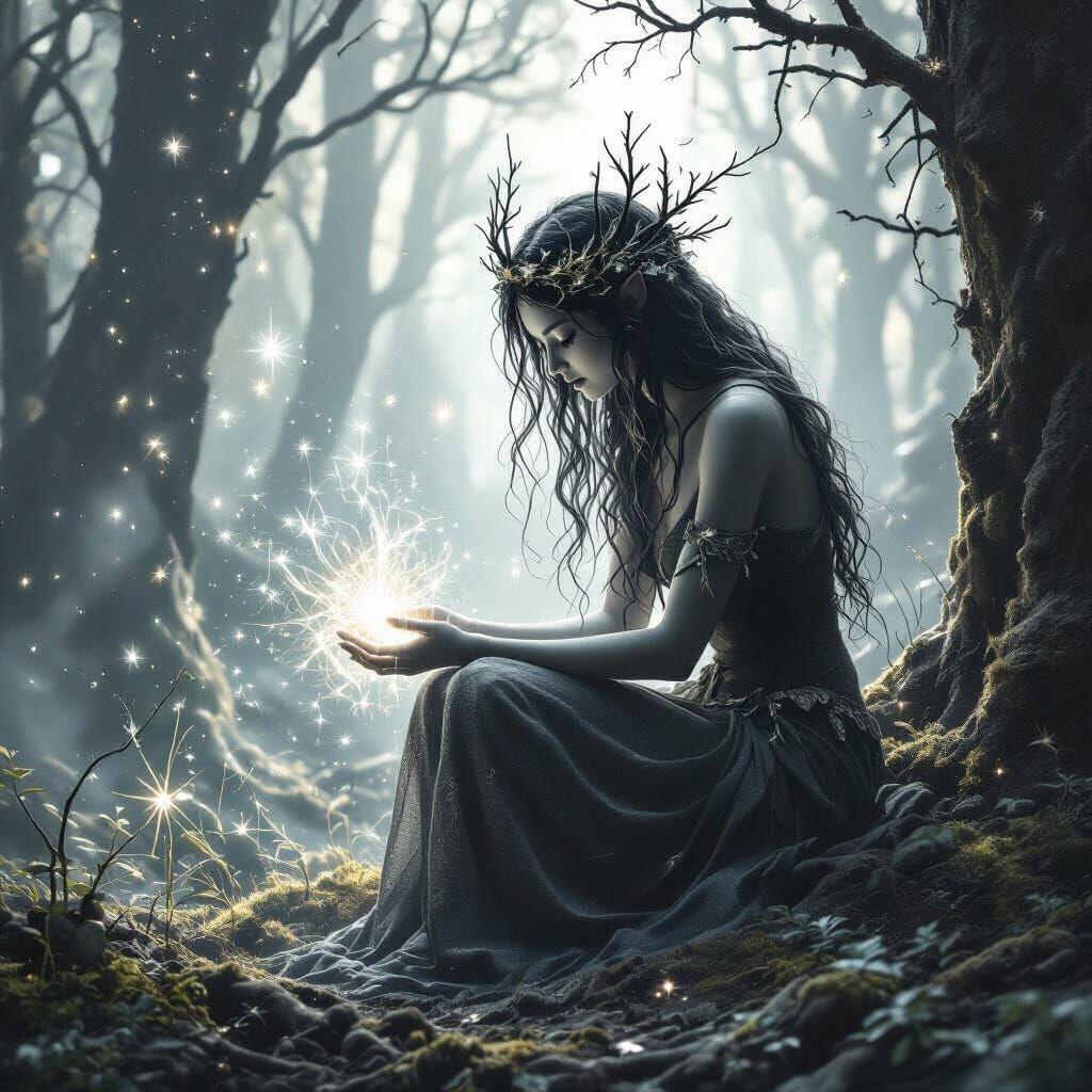 Wood Nymph Heals Forest with Luminescent Magic