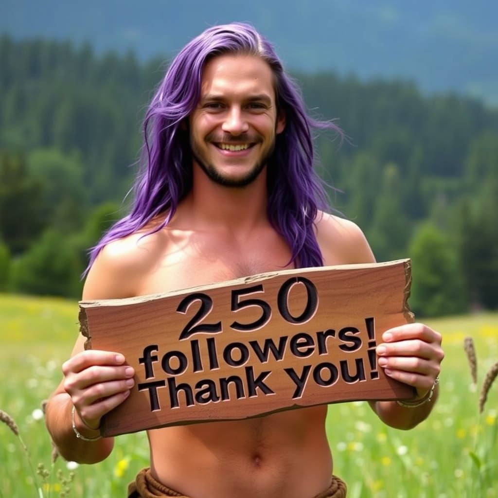 Man with Lavender Locks Celebrates Milestone in a Meadow