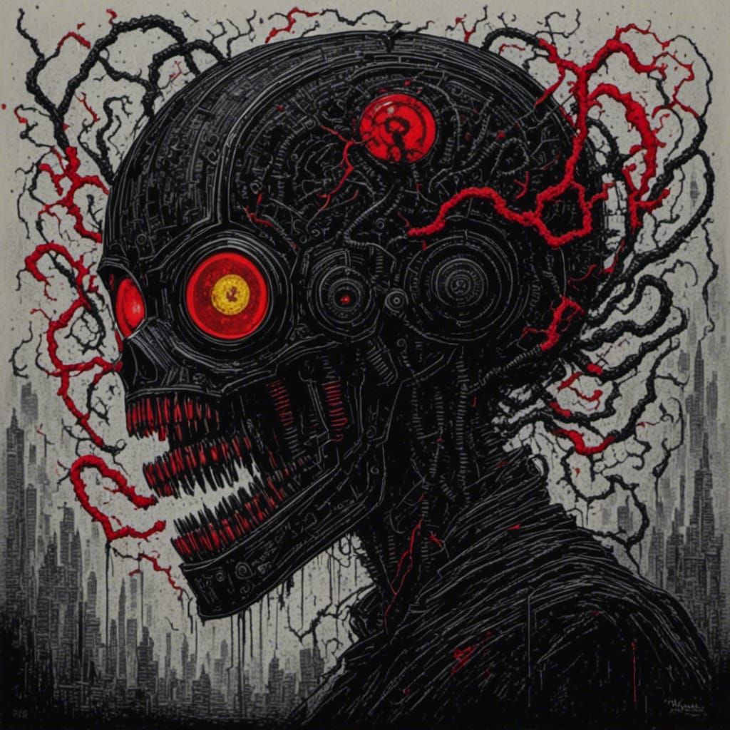 Abstract Robot in Twisted Ink Style