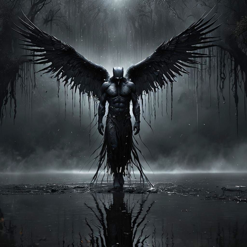 Surreal Dark Fantasy Figure in Cosmic Abyss