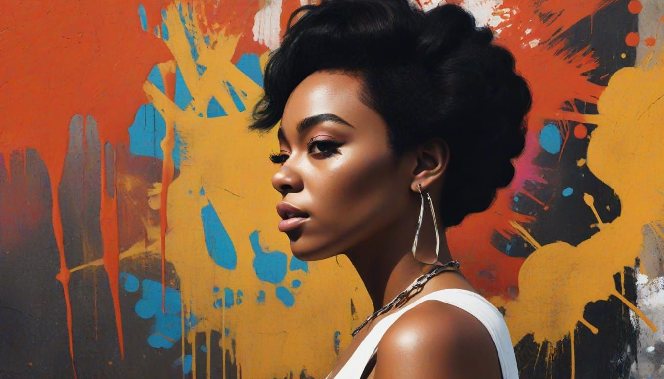 Powerful Woman in Urban Decay Graffiti Art