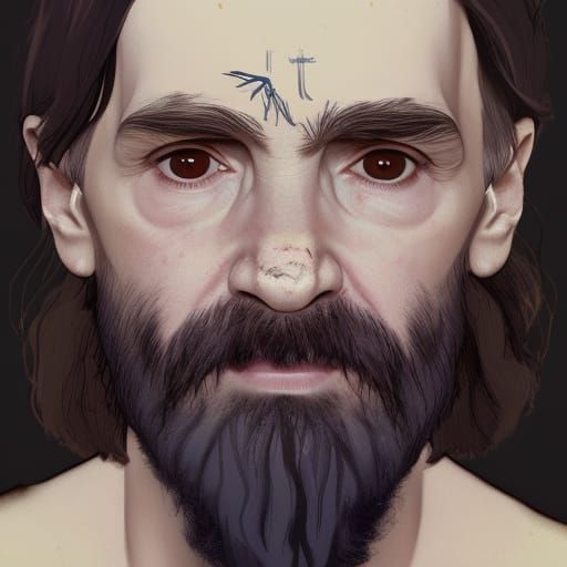 Charles Manson Portrait in Art Nouveau Style