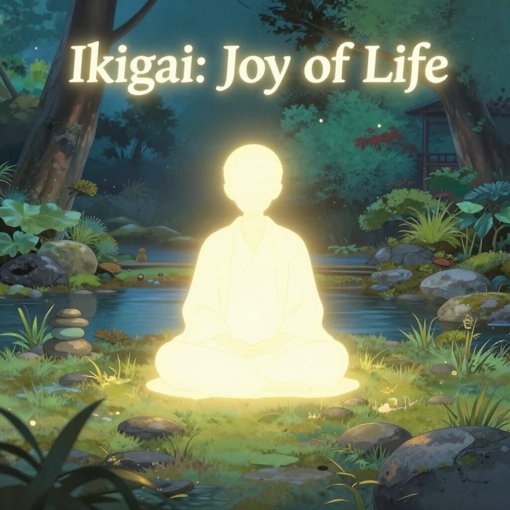 Ikigai: Joy of Life in a Zen Garden at Dawn