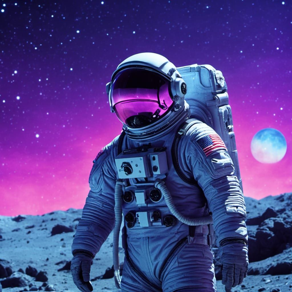 Astronaut on Alien Planet in Sci-Fi Style