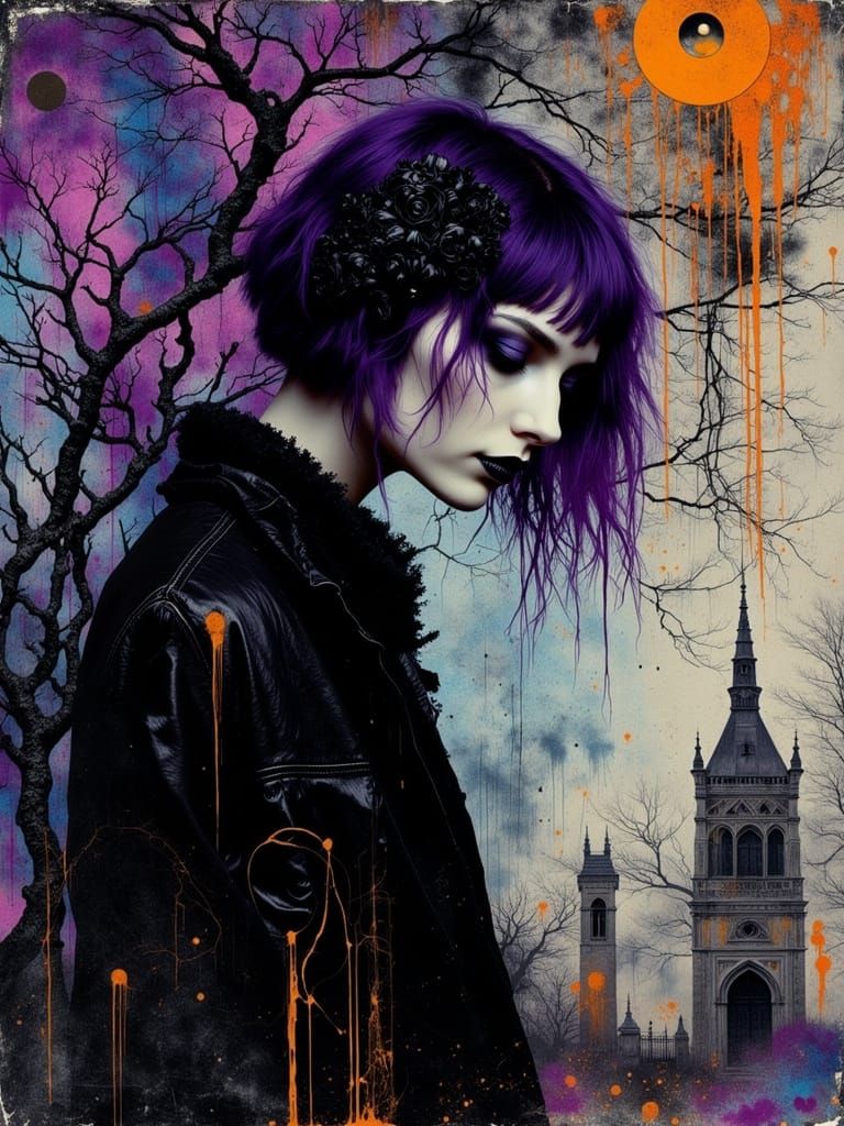 Gothic Abstract Portrait of Young Woman