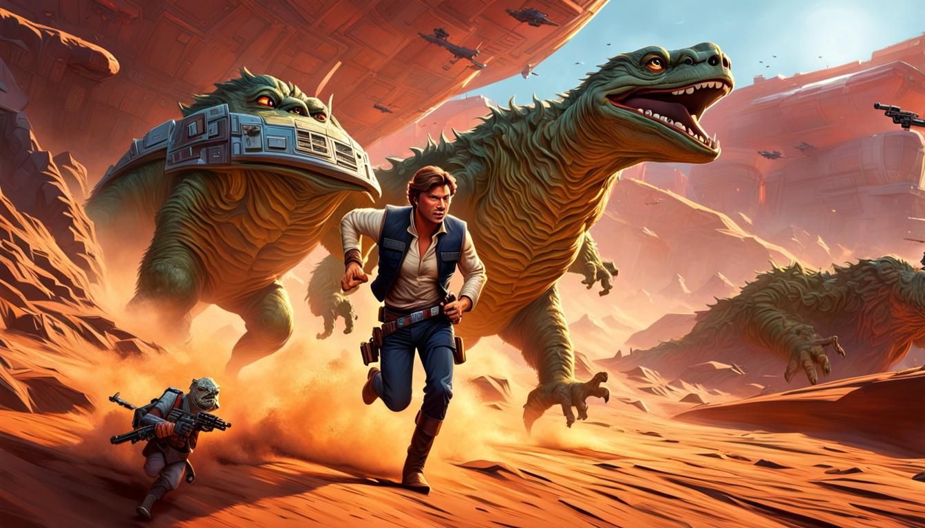 Han Solo Evades Boba Fett: Dramatic Chase