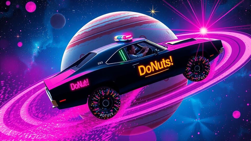 Gigantic, Sugar-Coated Planet in Neon-Lit, Hyper-Realistic A...