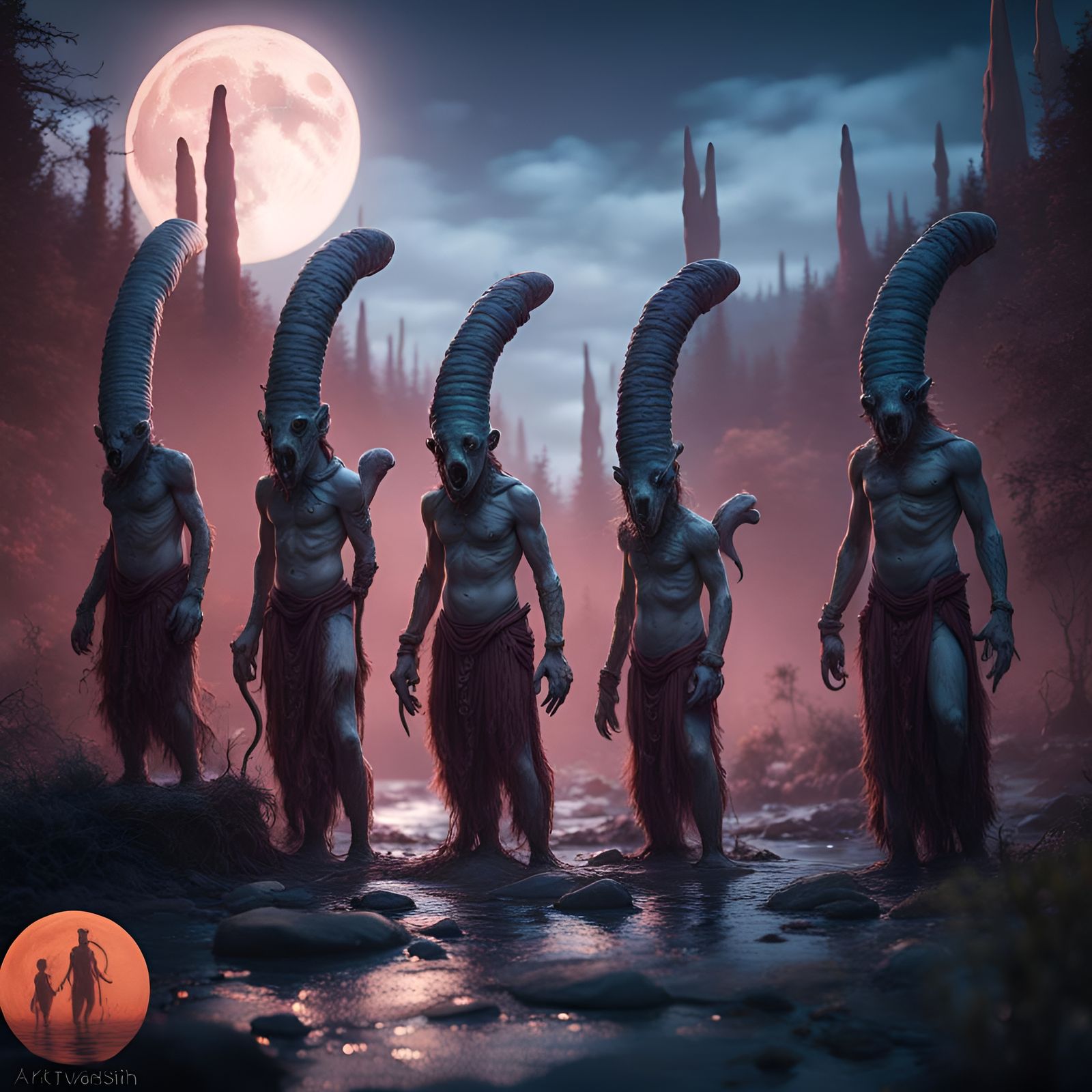 Phallic Skin Walkers in Detailed Matte Painting