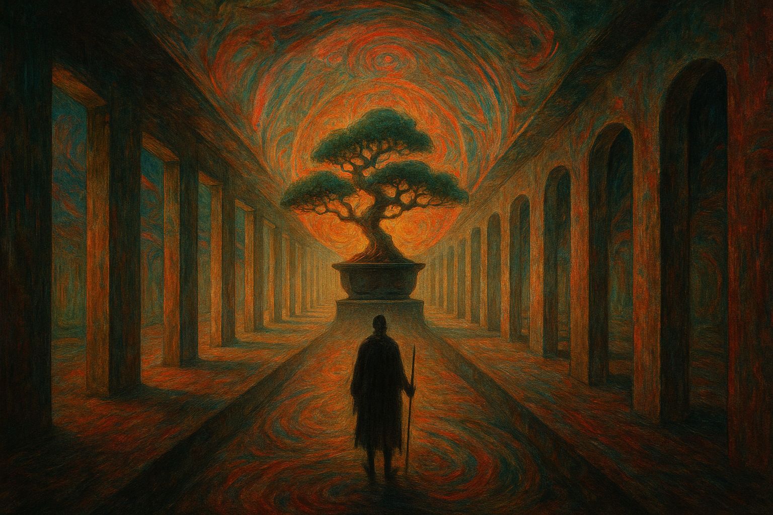 Surreal Bonsai Tree in Liminal Space