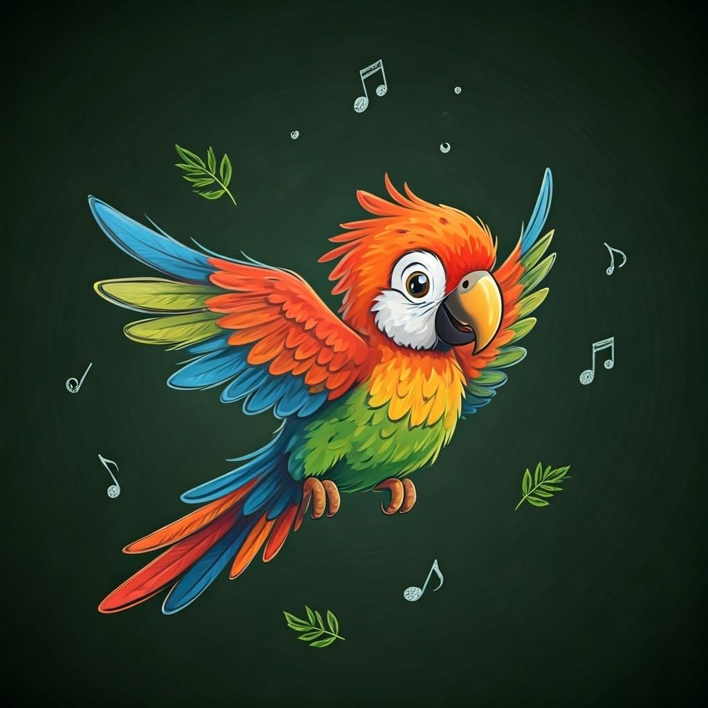 Vibrant Chalkboard Masterpiece of a Parrot in Flight