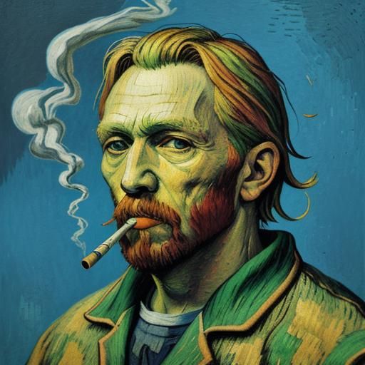 Hyperrealistic Smoker in Colorful Splash Art Style
