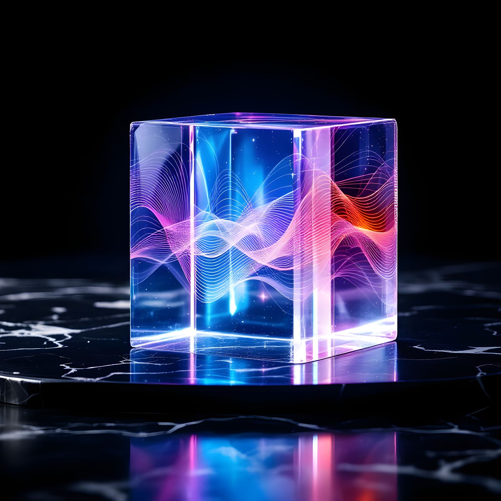 Frozen Symphony Waves in Crystal: Hyper-Realistic Still Life