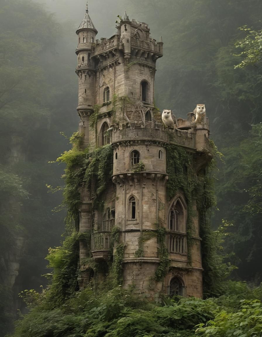 Gormenghast Gothic Castle with Tower of Flints