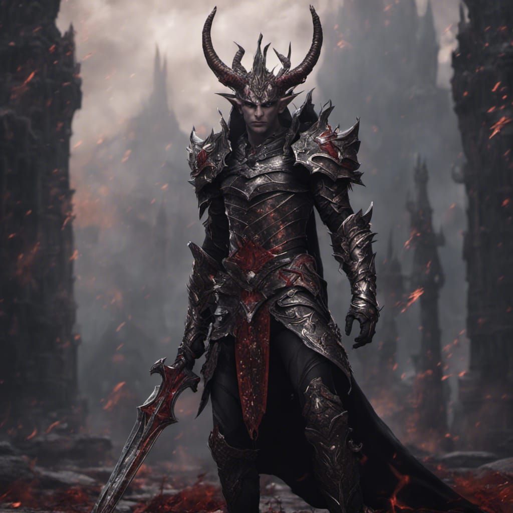 Dark Elf Warrior in Demon Armor