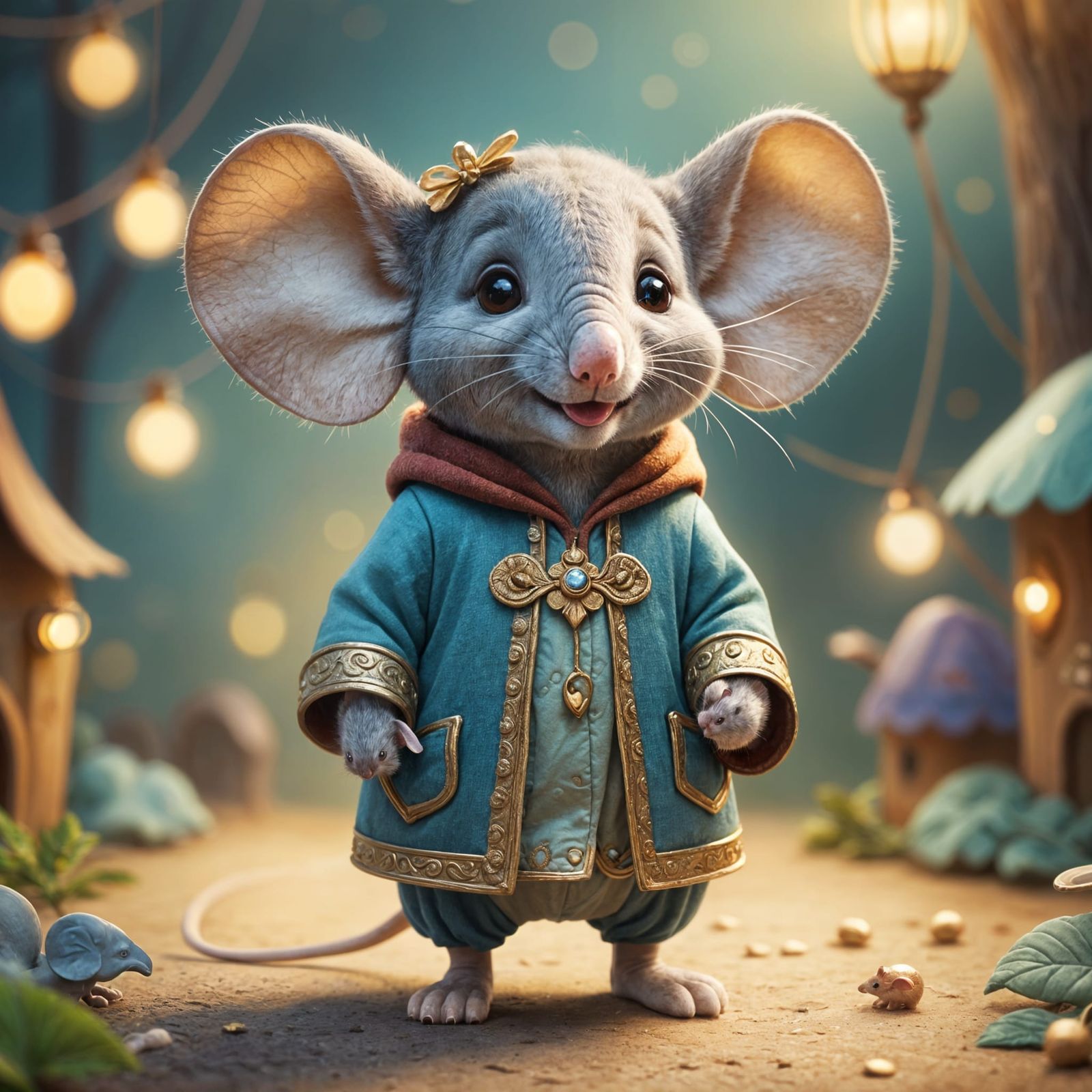 Adorable Mouse in Elephant Costume, Whimsical Fantasy Art