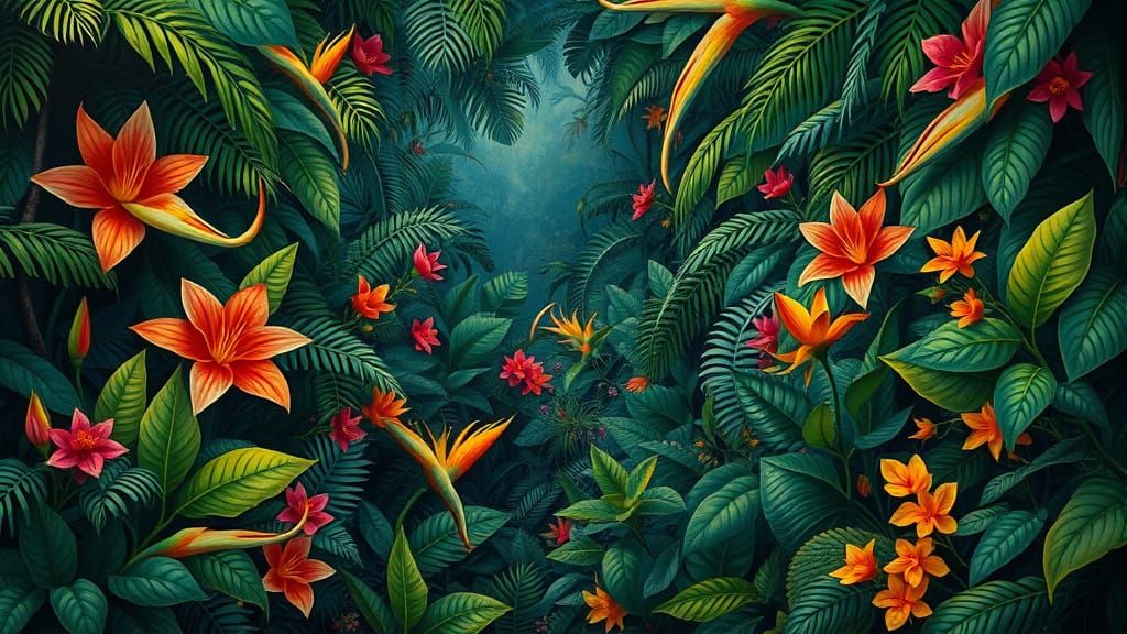 Jungle Vortex in Vibrant Art Nouveau Style